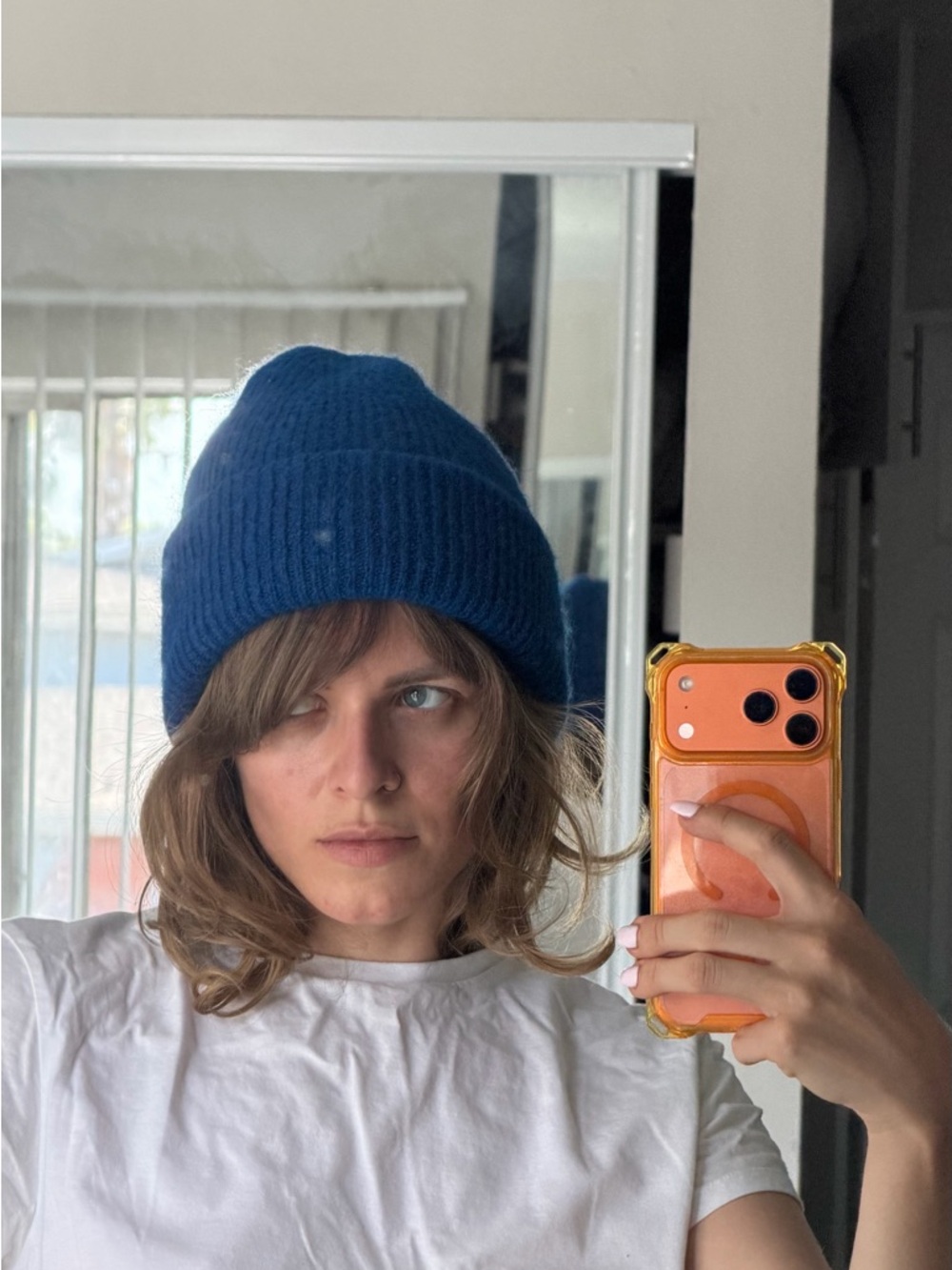Zara Electric Blue Ribbed Knit Beanie
